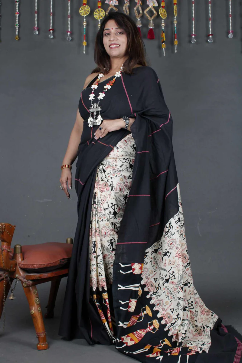 Khesh Khadi Half N Half Cotton Saree